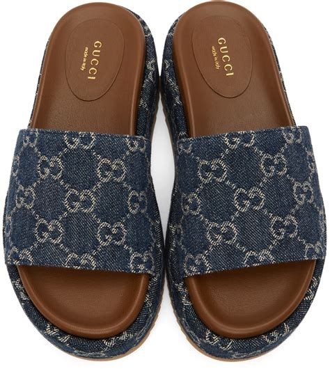 blue gucci platform sandals|Gucci interlocking sandals.